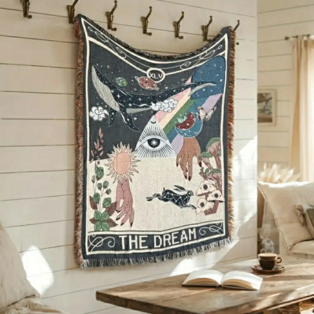Whimsical 'DREAM' Throw Blanket / Tapestry NWT! - Picture 4 of 13